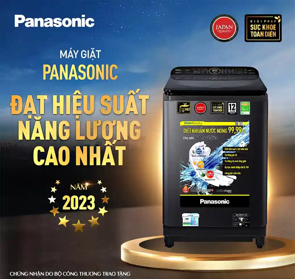 Máy giặt Panasonic đạt Chứng nhận Hiệu suất Năng lượng cao nhất